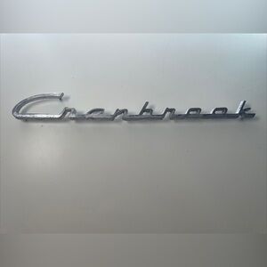 Vintage Cranbrook Plymouth Metal Badge Emblem Nameplate Script OEM Used